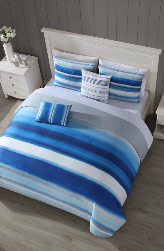 Shop Bebejan Coastal Stripe 5-piece Reversible Comforter Set In Blue