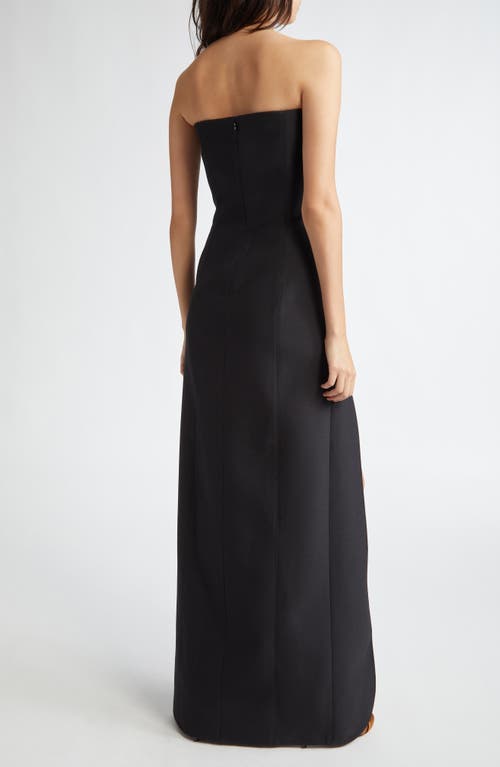 Shop Stella Mccartney Side Cutout Wool Strapless Gown In Black