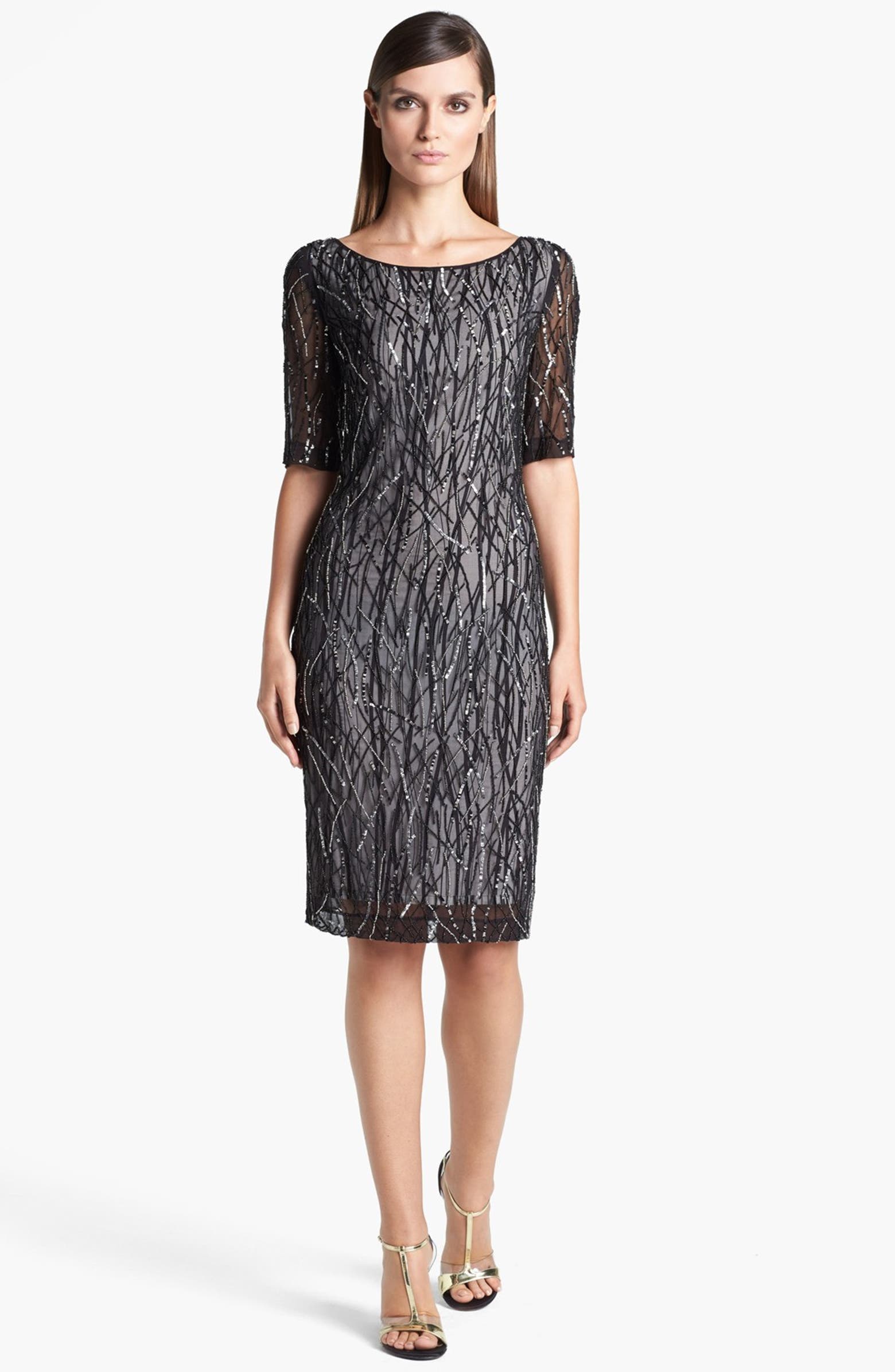 St. John Collection Hand Beaded Silk Georgette Dress | Nordstrom