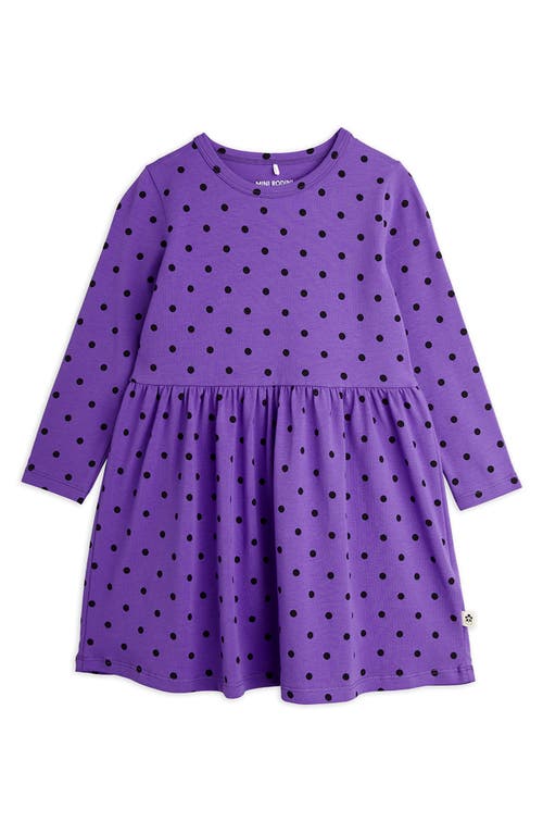 Shop Mini Rodini Kids' Polka Dot Long Sleeve Dress In Purple