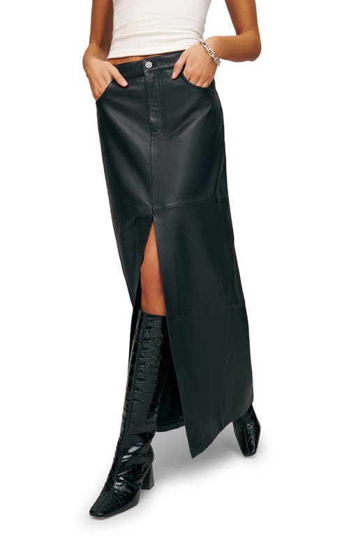 Veda Tazz Leather Midi Skirt in Black