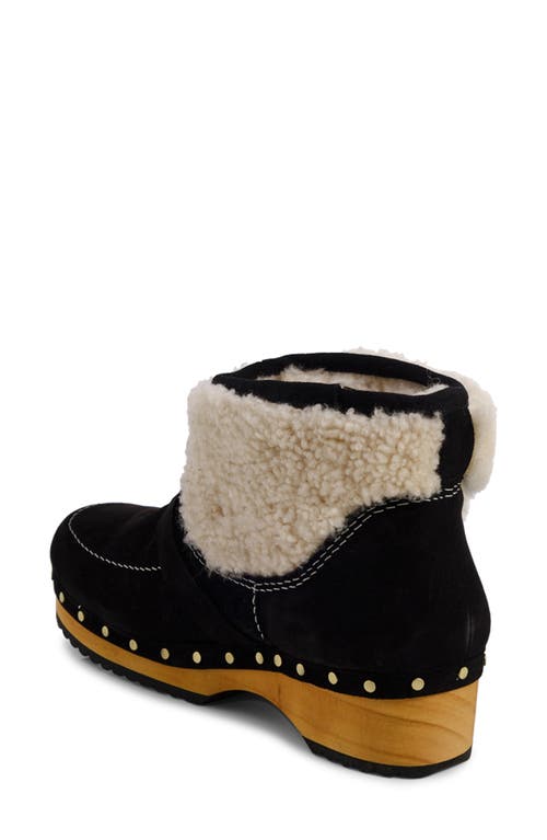Free People Oak Faux Shearling Clog Bootie In Black Suede