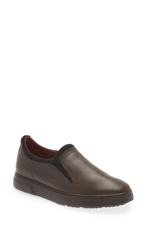 Flight Leather Slip-On in Brown On Brown Sole