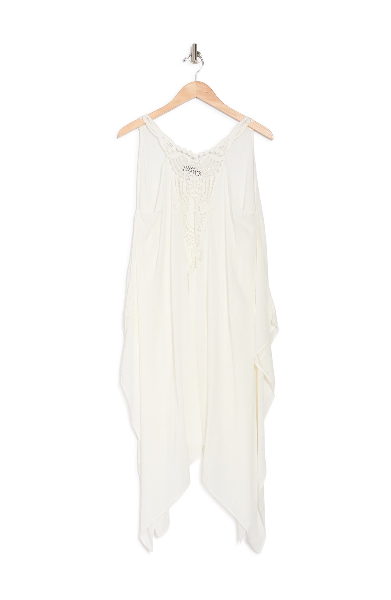 Accessory Street Lace Insert Solid Cover-up Dress In White