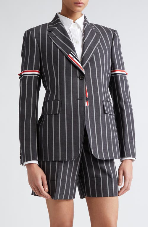 Thom Browne Stripe Tricolor Armband Wool Blazer Dark Grey at Nordstrom, Us