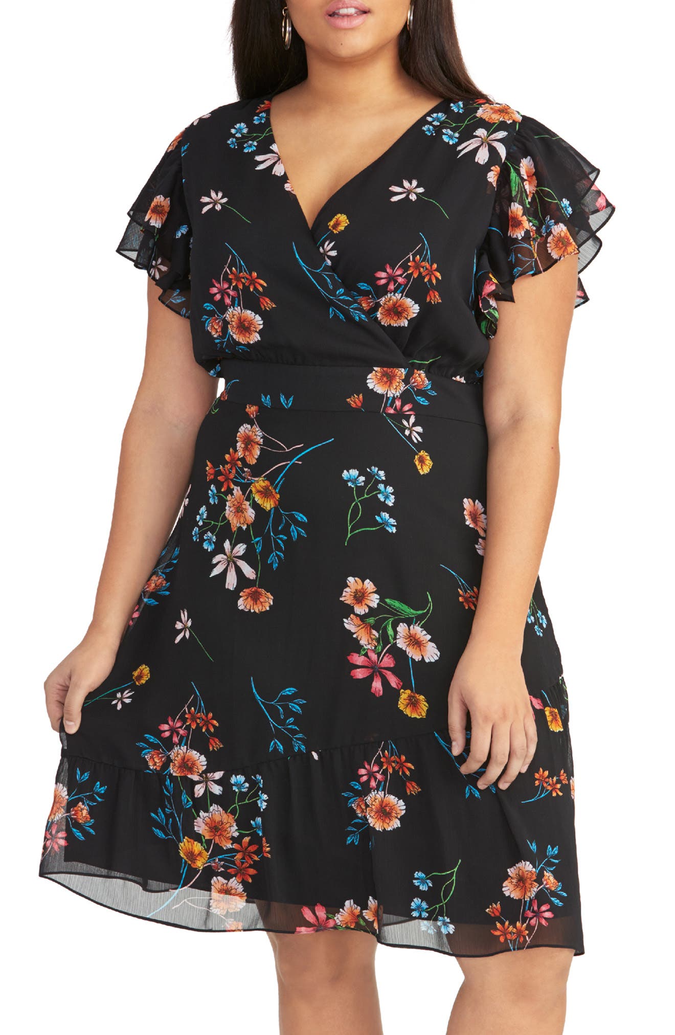 Plus Size Rachel Rachel Roy Easy Floral Faux Wrap Dress, White