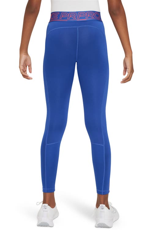 Shop Nike Kids'  Pro Dri-fit Leggings In Game Royal/aster Pink