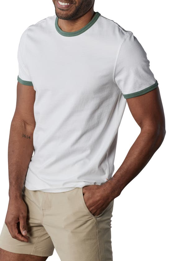 Shop The Normal Brand Lennox Cotton Ringer T-shirt In White/ Pine