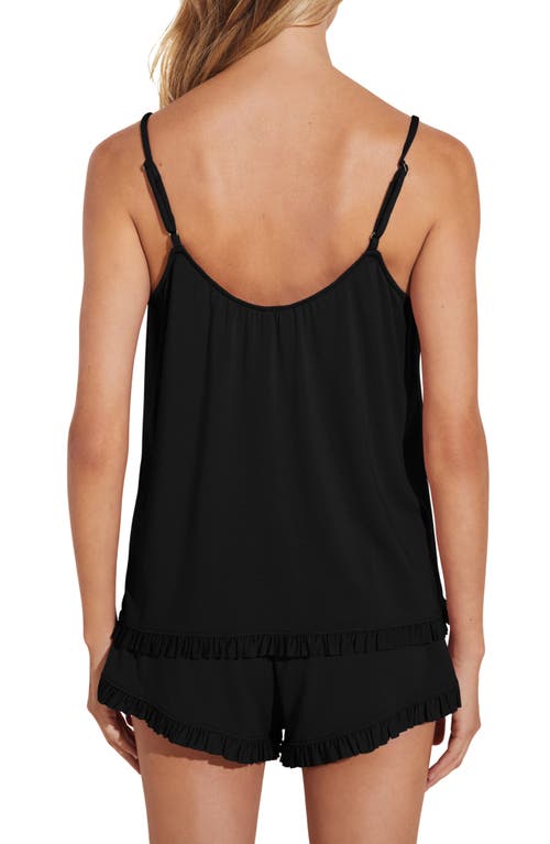 Eberjey Gisele Ruffled Trim Short Pajama Set In Black