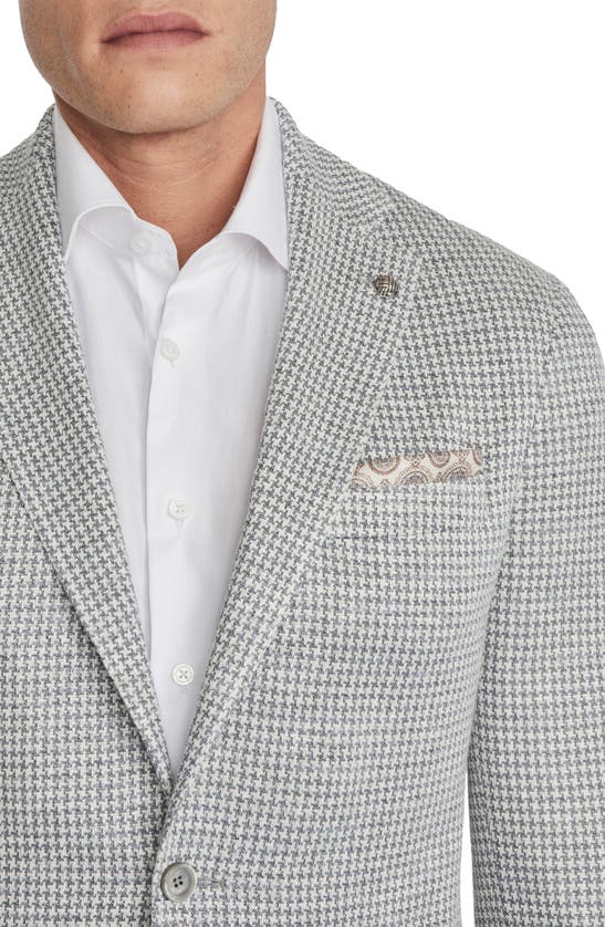 Jack Victor Queens Houndstooth Knit Linen Blend Sport Coat In Light Grey