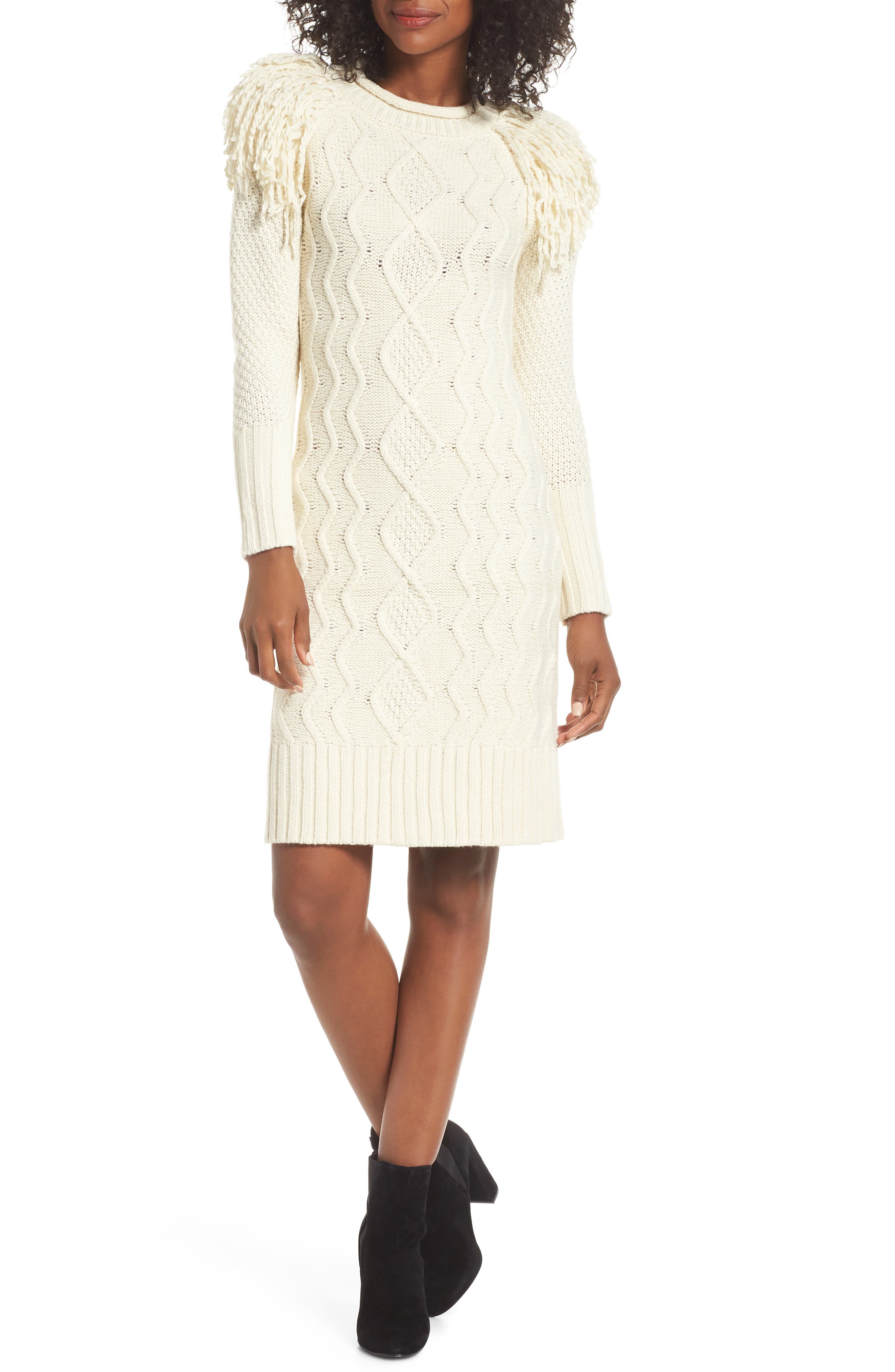 sweater dress with fringe