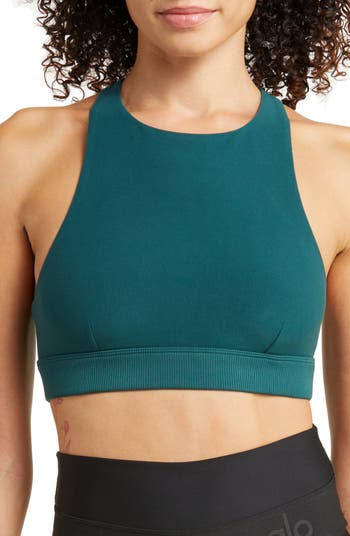 Buy Alo Yoga® Airlift Line Up Bra - Midnight Green At 20% Off