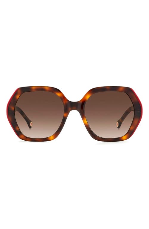 Carolina Herrera 55mm Gradient Square Sunglasses in Havana Red at Nordstrom
