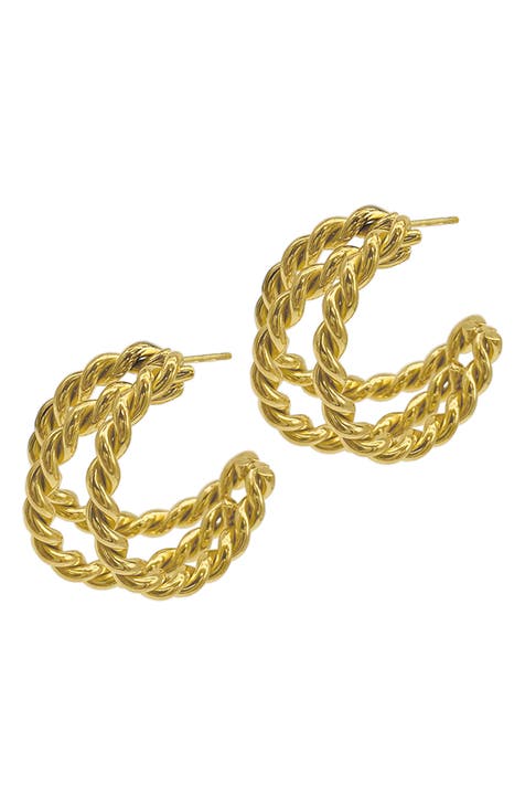 Water Resistant Twisted Hoop Earrings