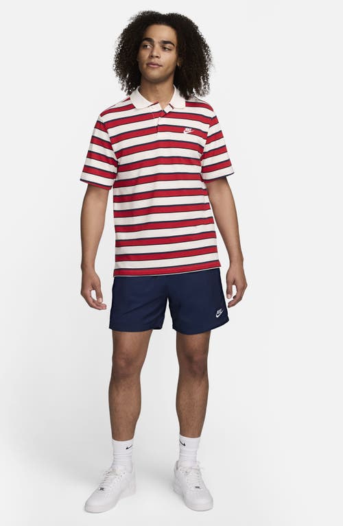 Shop Nike Club Stripe Cotton Polo In Sail/white
