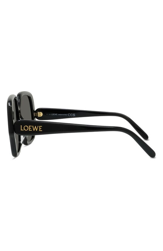Shop Loewe Thin 54mm Square Sunglasses In Shiny Black / Smoke