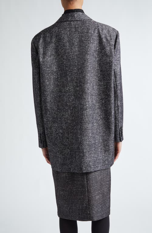 Shop Max Mara Laziale Check Print Silk Twill Blazer In Dark Grey