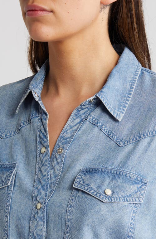 Shop Rails Remi Chambray Snap Front Western Shirt In Medium Cloud Wash