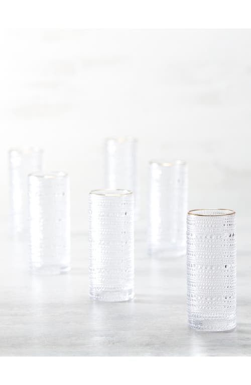 Fortessa Jupiter Set Of 6 Gold Rim Collins Glasses In Clear