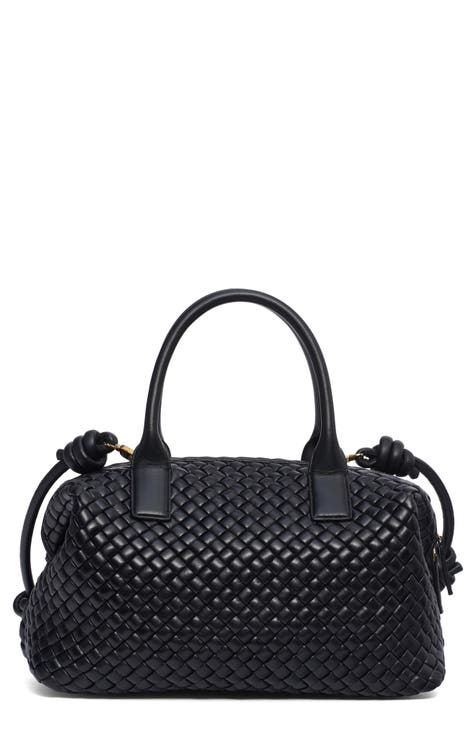 Bauletto Padded Intrecciato Leather Bowler Bag