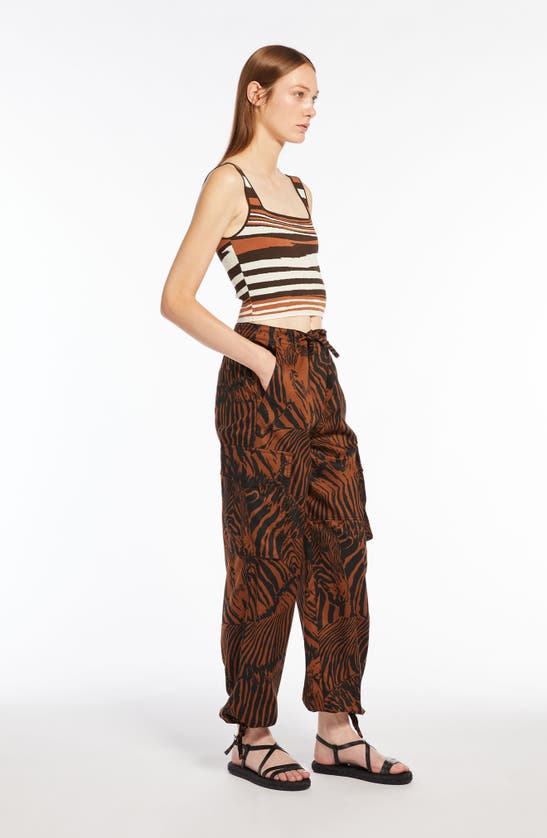 Shop Max Mara Weekend  Periodi Print Tie Waist Pants In Brown