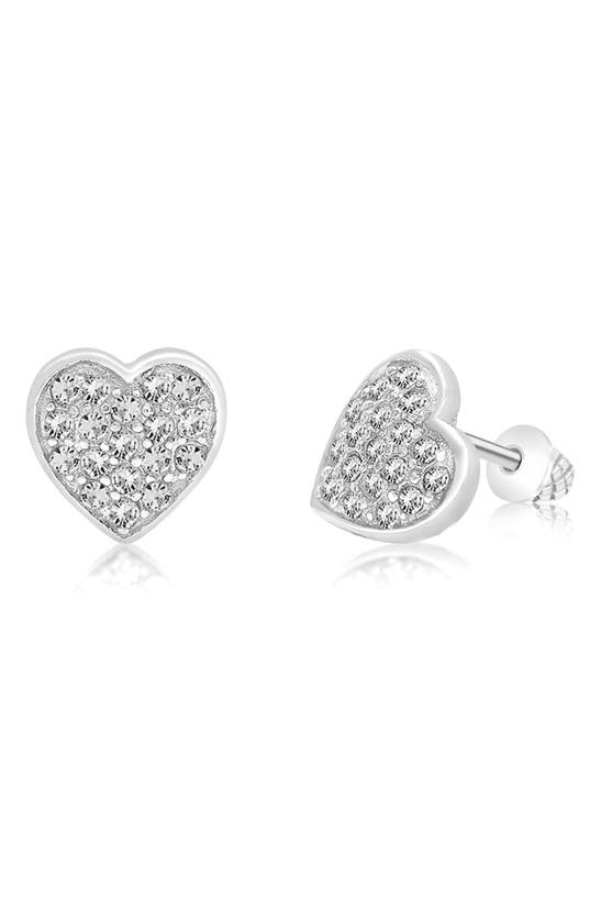 Chanteur Kids' Heart Stud Earrings In Clear