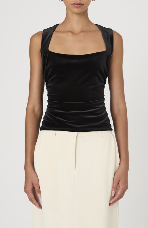 Shop French Connection Stretch Velvet Sleeveless Corset Top In Black