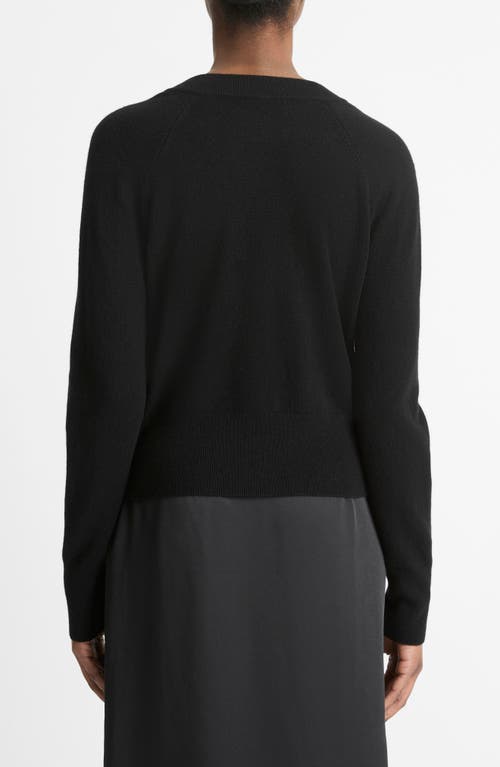 Shop Vince Velvet Trim Wool & Cashmere Cardigan In Black