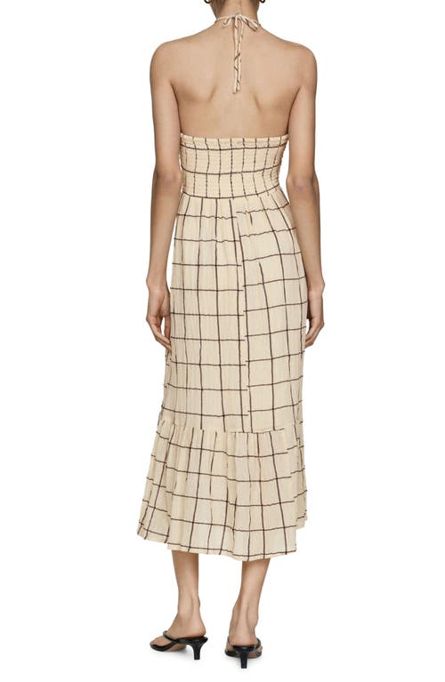 Mango Printed Strap Dress Ecru In Ecru