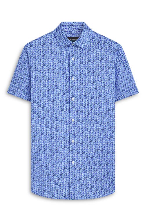 Shop Bugatchi Milo Ooohcotton® Abstract Print Short Sleeve Button-up Shirt In Ocean