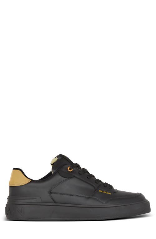 Shop Balmain B-court Flip Calfskin Low Top Sneaker In Black/gold