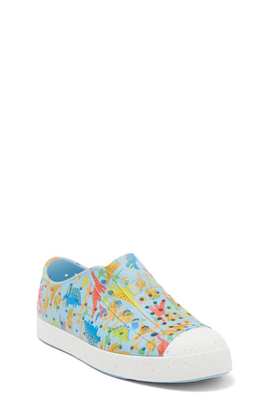 Native Shoes Kids' Jefferson Pineapple Print Water Friendly Vegan Sneaker In Skybl/ Shlwht/ Firedino
