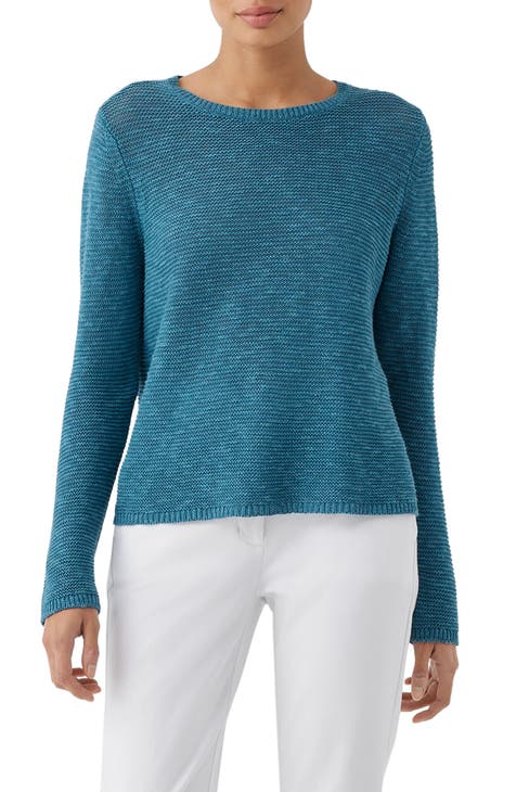 Textured Crewneck Organic Linen & Cotton Sweater