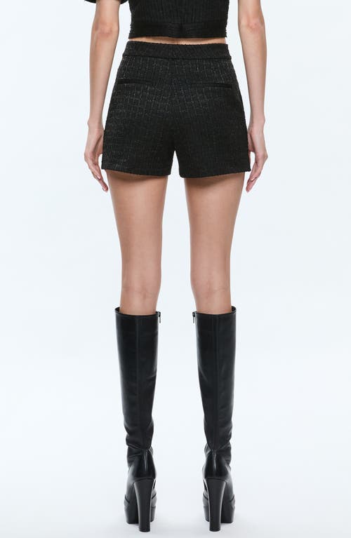 Shop Alice And Olivia Alice + Olivia Ken High Waist Metallic Tweed Shorts In Black