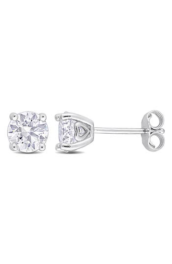 Shop Delmar Sterling Silver Round Lab Created Moissanite Stud Earrings