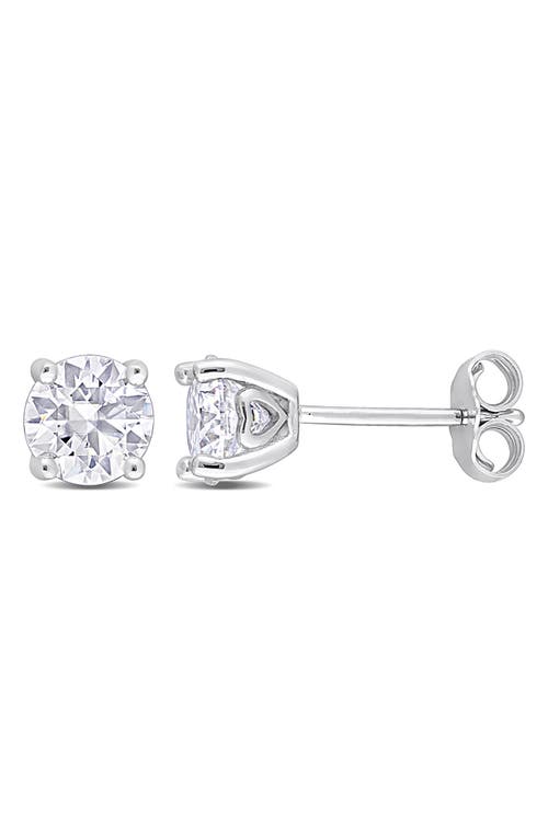 Shop Delmar Sterling Silver Round Lab Created Moissanite Stud Earrings