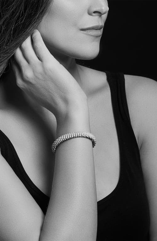 Lagos Sterling Silver Caviar Blue Ceramic Bracelet In Silver/blue