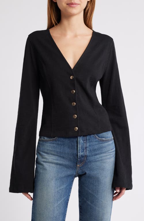 Nation Ltd Margaux Cotton Cardigan In Jet Black