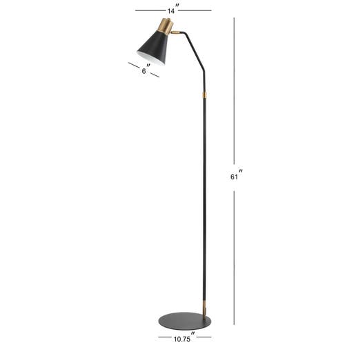 Jonathan Y Apollo Modern Metal Led Task Floor Lamp In Black/brass Gold