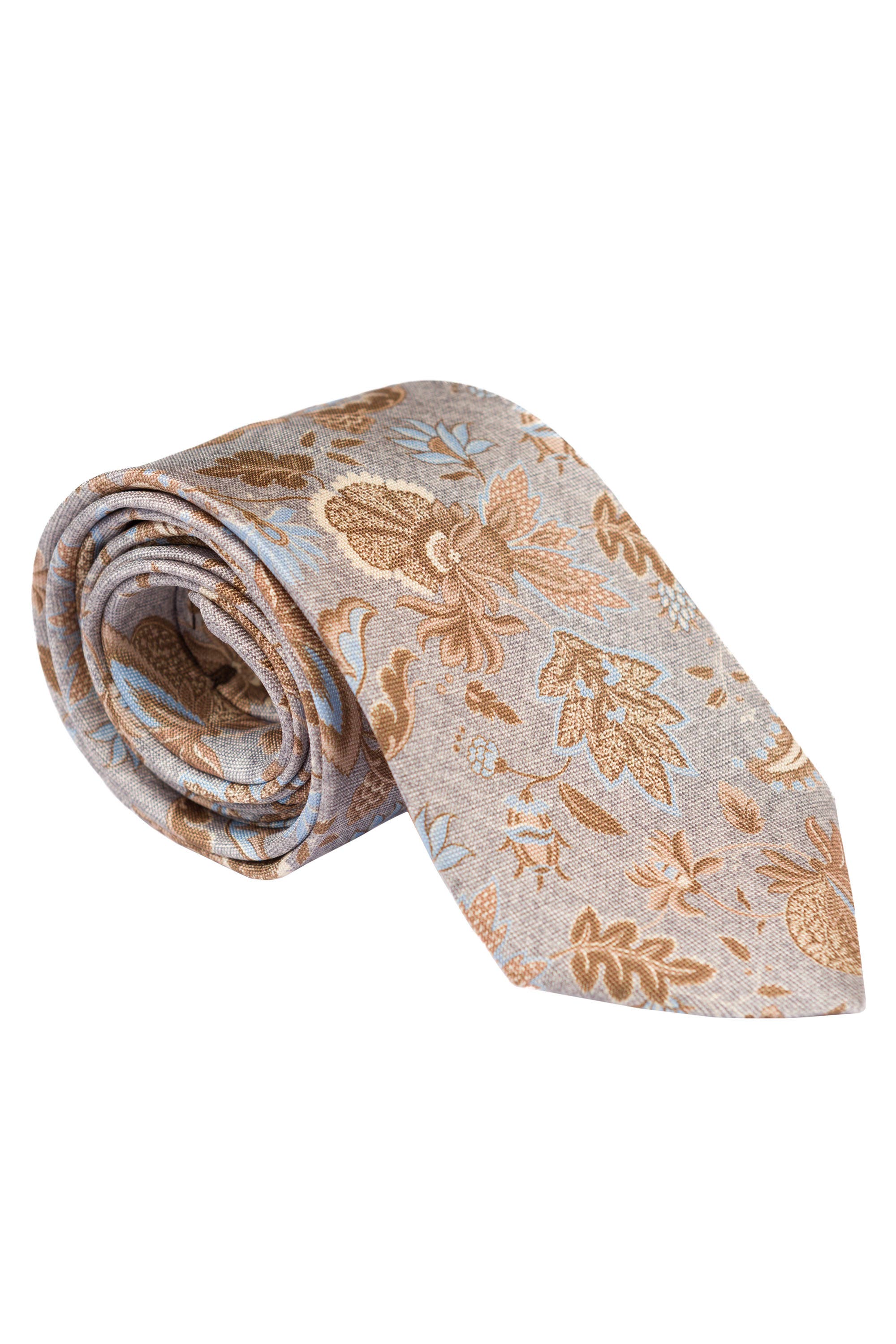 Elizabetta Medici - Extra Long Printed Silk Tie for Men in Dusty Blue Cover