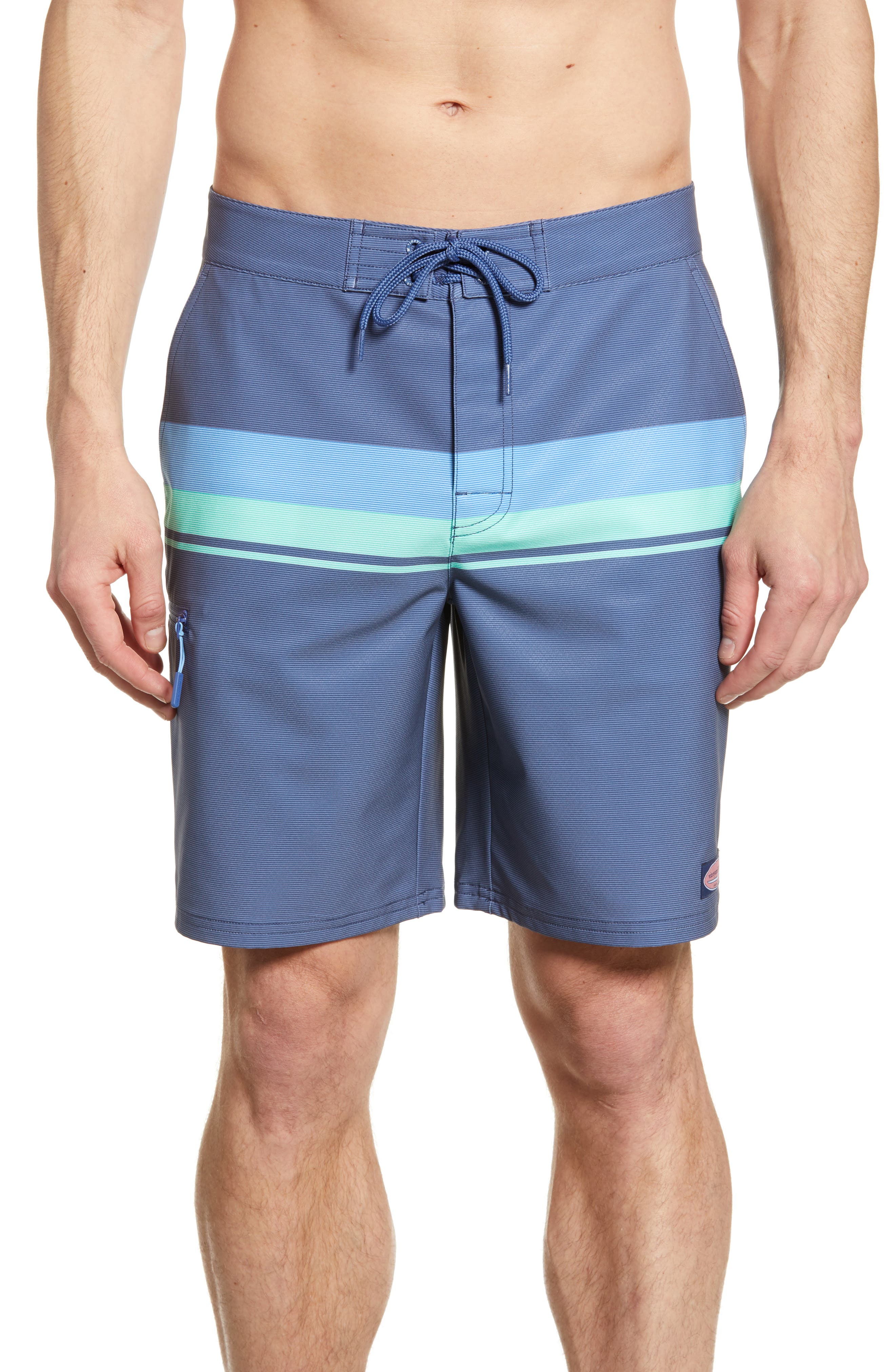 Vineyard Vines Striped Board Shorts, Green