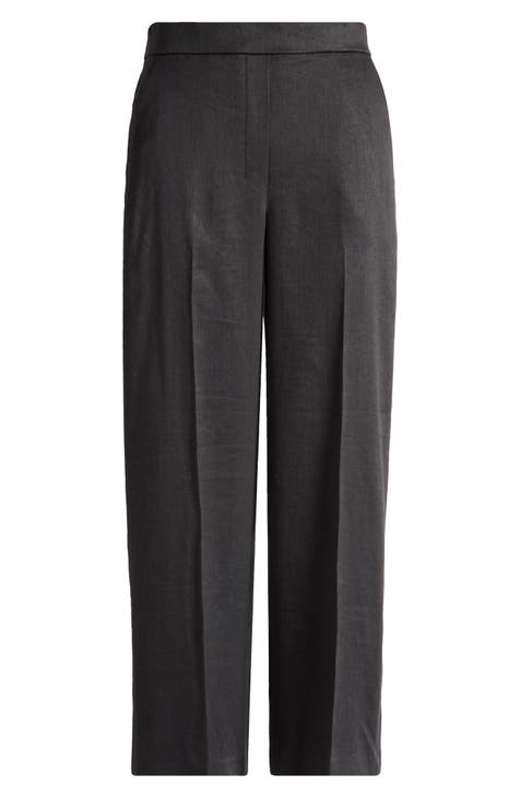 Pull-On Linen Blend Wide Leg Pants