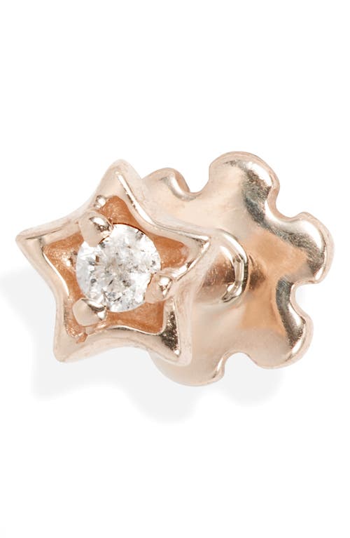 Shop Maria Tash Diamond Solitaire Star Threaded Stud Earring In Rose Gold/diamond