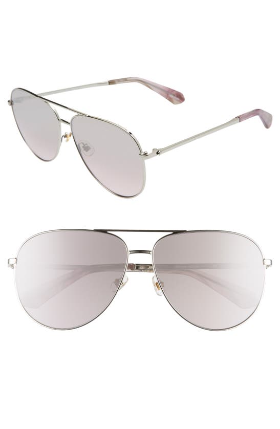 Kate Spade Isla 61mm Aviator Sunglasses In Gold/ Violet/ Grey Fuschia