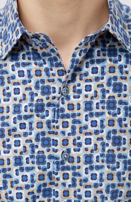 Bugatchi Julian Shaped Fit Geo Print Stretch Button-up Shirt In Air Blue