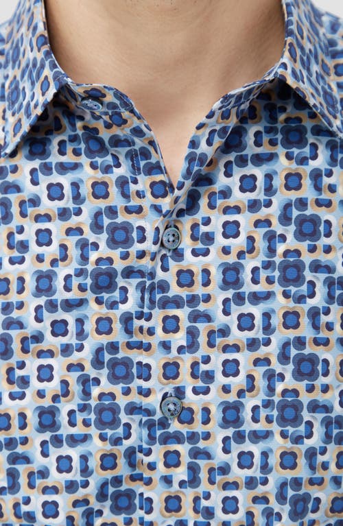 Shop Bugatchi Julian Shaped Fit Geo Print Stretch Button-up Shirt In Air Blue