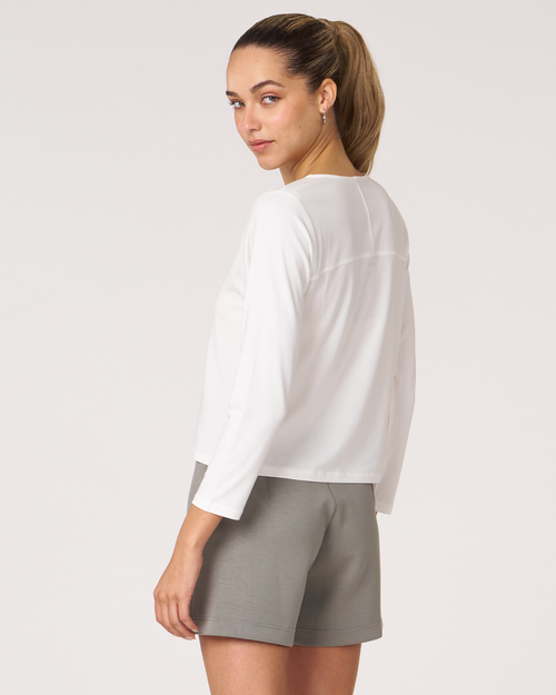 Rebody Active Rebody Essentials Mid Length Long Sleeve Top In White