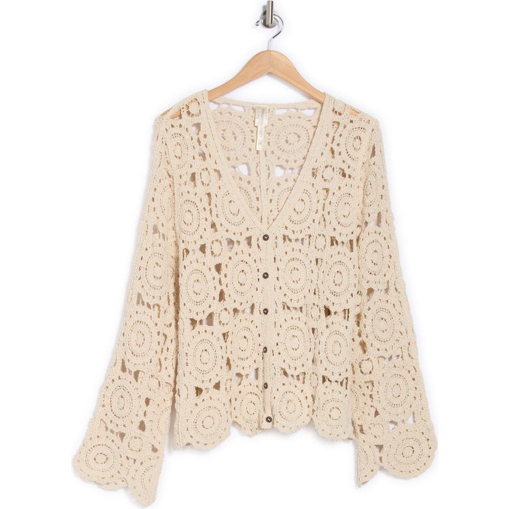 FORGOTTEN GRACE FORGOTTEN GRACE CROCHET BUTTON FRONT CARDIGAN
