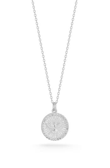 Chloe & Madison Chloe And Madison Cz Coin Pendant Necklace In Silver