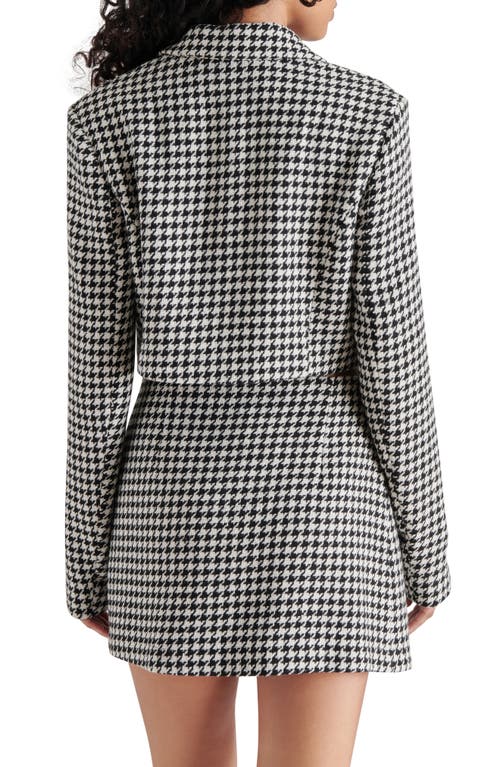 Shop Steve Madden Rupi Houndstooth Check Crop Blazer In Black/white